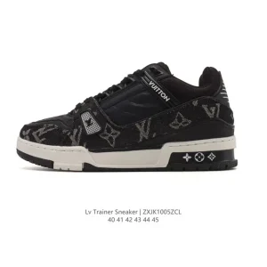 Louis Vuitton Trainer Sneaker Low Men's Fashion Thick Sole Canvas Leather Shoes