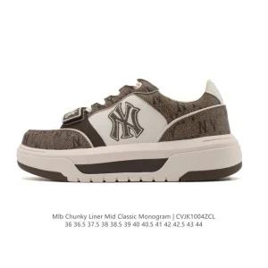 MLB Chunky Liner Basic Retro Street Leather Sneakers for Men and Women