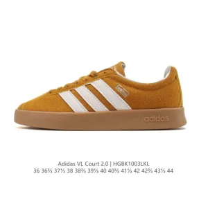 Adidas VL Court 2.0 Shoes T-Shape Toe White Leather Sneakers