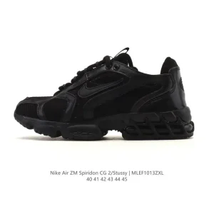 Stussy x Nike Air Zoom Spiridon Caged 2 Black Canvas Sneakers