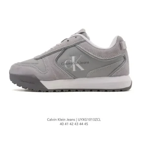 Calvin Klein Jeans Men's Retro Street Low-Top Leather Sneakers