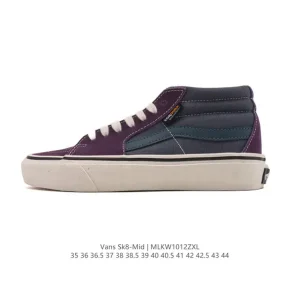 Vans Sk8-Mid Canvas Leather Skateboarding Shoes for Men and Women