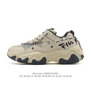 FILA Men Women Retro Dad Shoes Breathable Mesh Leather