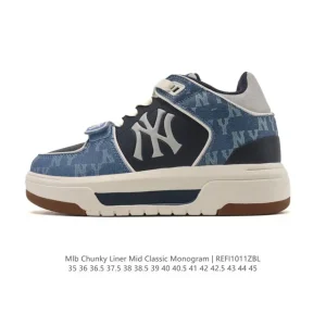 MLB Chunky Liner Mid Retro Streetwear Leather Sneakers
