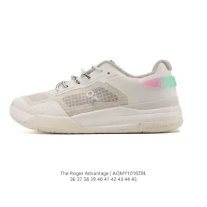 On Roger Advantage White Leather Sneakers for Men and Women