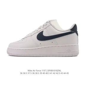 Nike Air Force 1 07 Low White Leather Sneakers with Air Cushioning