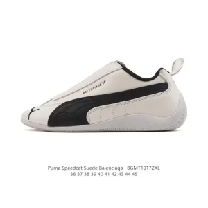 Balenciaga Speedcat Leather Vintage Racing Sneakers