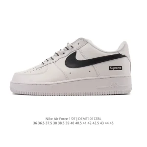 Nike Air Force 1 '07 Low White Leather Sneakers with Air Cushion