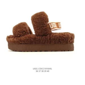 UGG Women's Winter Fleece Slippers with Waterproof Leather and Anti-Slip Sole