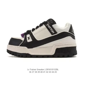 Louis Vuitton Trainer Sneaker Low White Leather Thick Sole Fashion Shoes