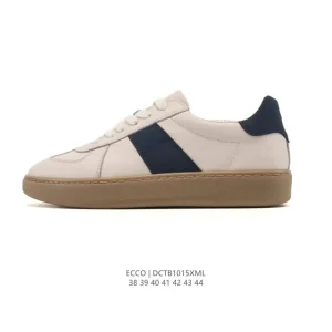 ECCO Men's White Leather Sneakers - Breathable Lightweight Casual Shoes