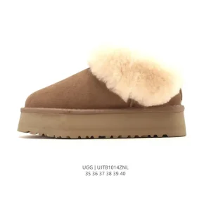 UGG Women's Winter Slippers with Fluffy Collar and Waterproof Leather