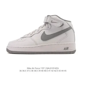 Nike Air Force 1 Mid DV3464 White Leather Cushioning Sneakers for Men and Women