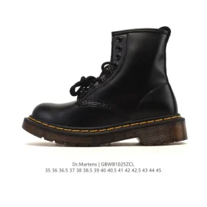Dr Martens High-Top Leather Boots with Thick Sole for Men and Women