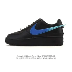 Nike Air Force 1 Low Ambush Collaboration Leather Sneakers with Extended Swoosh