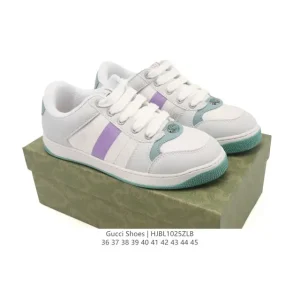 Gucci Screener Old Vintage Leather Sneakers with Thick Sole and GG Logo