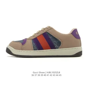 Gucci Screener Old Vintage Leather Sneakers with Thick Sole