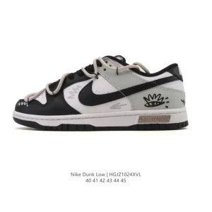 Nike Dunk Low Retro Vintage Basketball Sneakers with Leather Upper