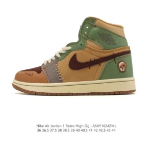 Jordan Zion Voodoo AJ1 Low Brown Patchwork Voodoo Doll Sneakers