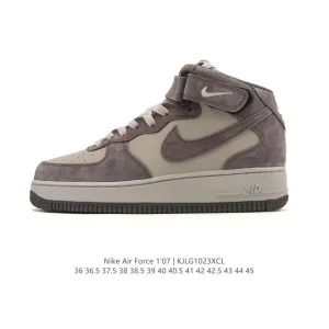 Nike Air Force 1 '07 Mid White Leather Sneaker with Air Cushion