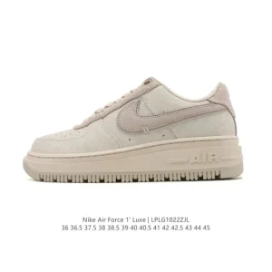 Nike Air Force 1 Luxe Low Top Leather Sneakers with Gold Stitching