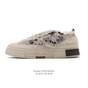 Xvessel G.O.P Mule Slip On Deconstructed Chunky Heel Canvas Shoes for Women