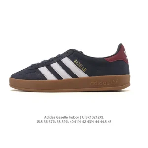 Adidas Originals Gazelle Indoor Retro Leather Sneakers with Gum Sole