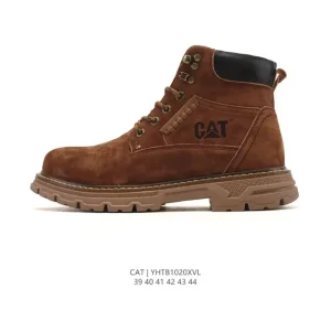Cat Men's Classic Leather Martin Boots with Solid Rubber Sole