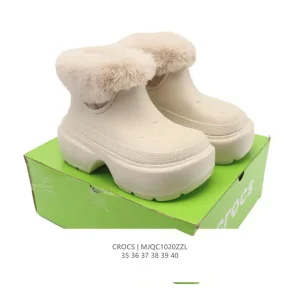Crocs Winter Fleece Lined Platform Boots with Faux Fur Trim