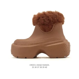 Crocs Winter Fleece Lined Platform Boots with Faux Fur Trim
