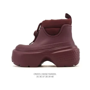 Crocs Winter Fleece Lined Platform Heel Boots with Fur Trim