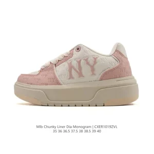 MLB Chunky Liner Mid Retro Street Style Leather Sneakers for Youth