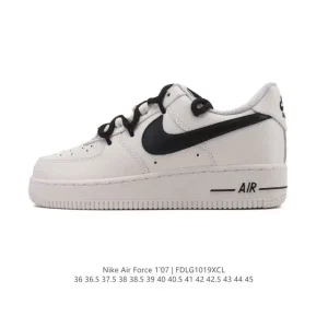 Nike Air Force 1 '07 Low White Leather Sneakers with Air Cushion