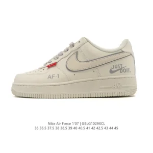 Nike Air Force 1 07 Low White Leather Sneakers with Air Cushion