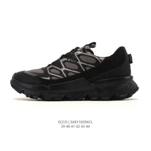 ECCO Men's Outdoor Hiking Leather Shoes Breathable Lightweight Lace-Up