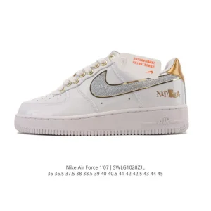 Nike Air Force 1 07 Low White Leather Sneakers with Air Cushion