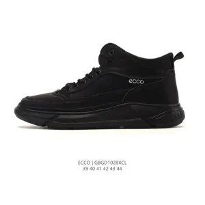 ECCO Men's Casual White Leather Sneakers with Thick Sole