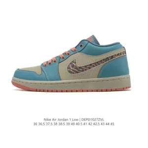 Air Jordan 1 Low Retro Classic Leather Sneakers with Air Cushioning