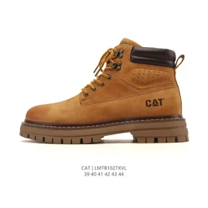 Cat Men's Classic Leather Martin Boots with Solid Rubber Sole
