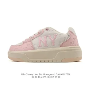 MLB Chunky Liner Basic Women's Leather Street Style Sneakers with Thick Sole