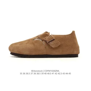 Birkenstock Boston Vl Suede Shoes with Cork Footbed and Metal Buckle