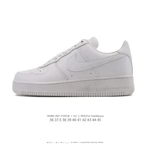 Nike Air Force 1 '07 Low White Leather Sneakers with Air Cushioning