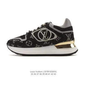 Louis Vuitton Run Away Monogram Denim Leather Sneakers for Men and Women