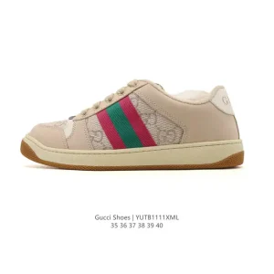 Gucci Screener Vintage Leather White Women's Retro Sneakers
