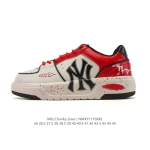 MLB Chunky Liner Mid Retro Streetwear Chunky Leather Sneakers for Men and Women