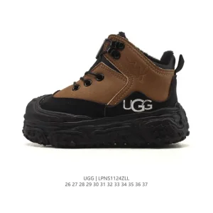 UGG Kids Retro Snow Boots High Top Platform Leather Fur Lined Shoes