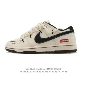 Nike Dunk Low Retro Vintage Basketball Sneakers with Dual Laces and Gum Sole