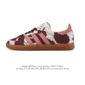 Adidas Samba Pony Tonal Cow Print Suede Sneakers 2025 Vintage Style
