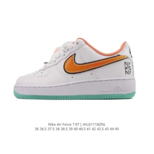 Nike Air Force 1 07 Low White Leather Sneakers with Air Cushion Sole