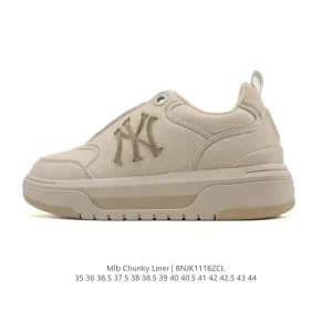 MLB Chunky Liner Mid Retro Streetwear Leather Sneakers for Men and Women